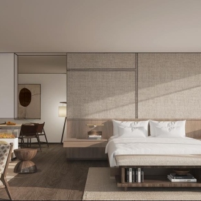 现代酒店客房3D模型下载